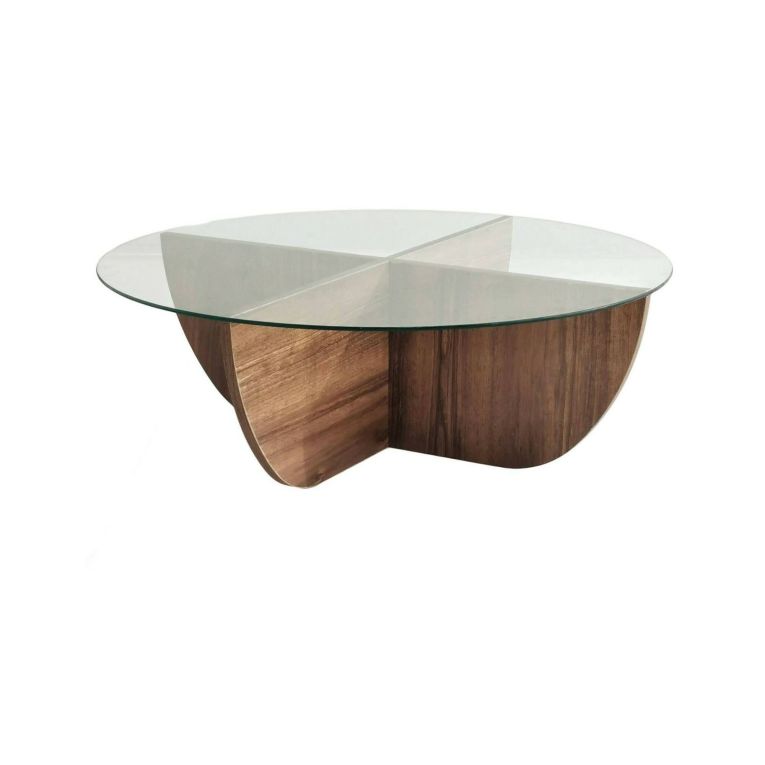 Tavolino da salotto Phoebe, Tavolo basso da soggiorno, Tavolino per divano, 90x90h30 cm, Noce