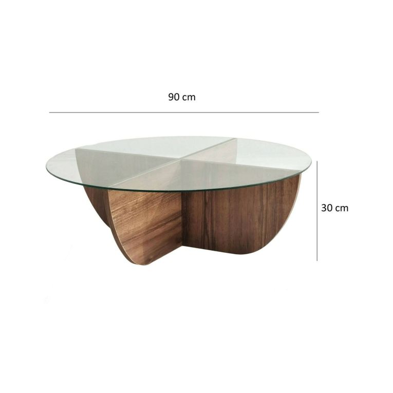 Tavolino da salotto Phoebe, Tavolo basso da soggiorno, Tavolino per divano, 90x90h30 cm, Noce