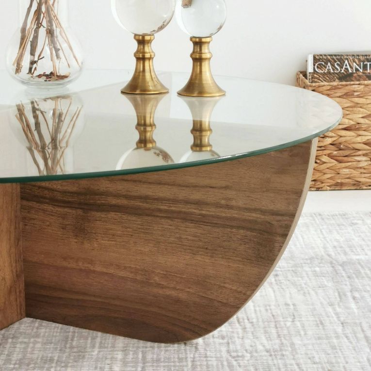 Tavolino da salotto Phoebe, Tavolo basso da soggiorno, Tavolino per divano, 90x90h30 cm, Noce