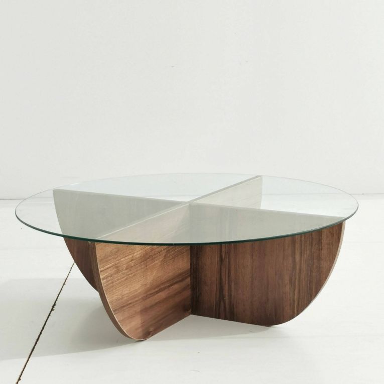 Tavolino da salotto Phoebe, Tavolo basso da soggiorno, Tavolino per divano, 90x90h30 cm, Noce