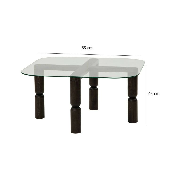 Tavolino da salotto Psamathe, Tavolo basso da soggiorno, Ripiano da caffè, Tavolino per divano, 80x80h40 cm, Antracite e Trasparente