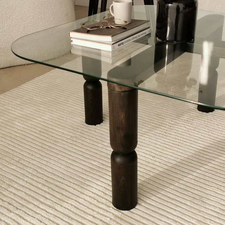 Tavolino da salotto Psamathe, Tavolo basso da soggiorno, Ripiano da caffè, Tavolino per divano, 80x80h40 cm, Antracite e Trasparente