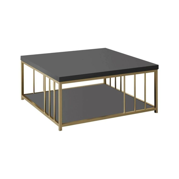 Tavolino da salotto quadrato antracite e oro 90x90x40h cm - Raiden