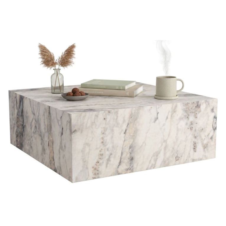 Tavolino da salotto quadrato marmo 90x90x35h cm - Jesinia