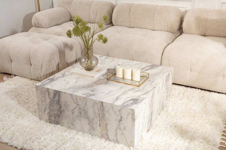 Tavolino da salotto quadrato marmo 90x90x35h cm - Jesinia