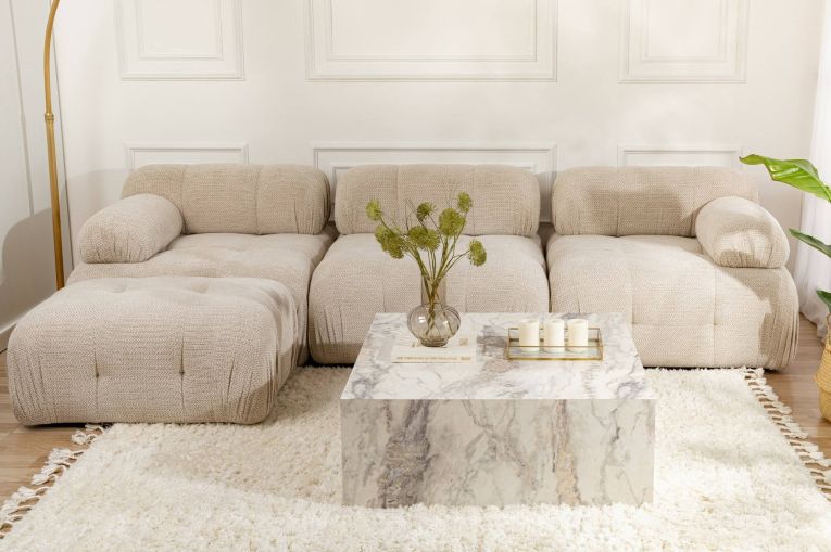 Tavolino da salotto quadrato marmo 90x90x35h cm - Jesinia