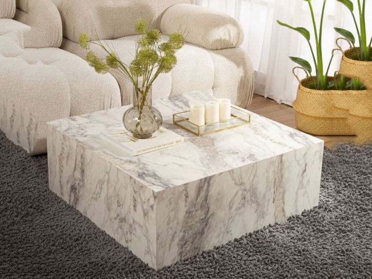 Tavolino da salotto quadrato marmo 90x90x35h cm - Jesinia