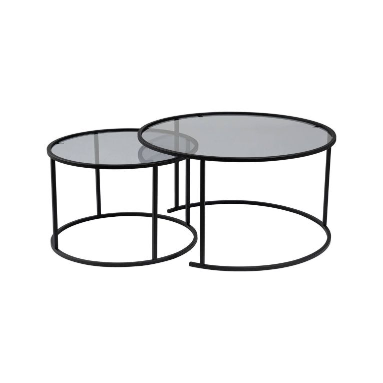 Tavolino da salotto Ragalna, Tavolo basso da caffè, Portariviste per divano, Ripiano da soggiorno, 80x80 h43 cm, Nero e Grigio
