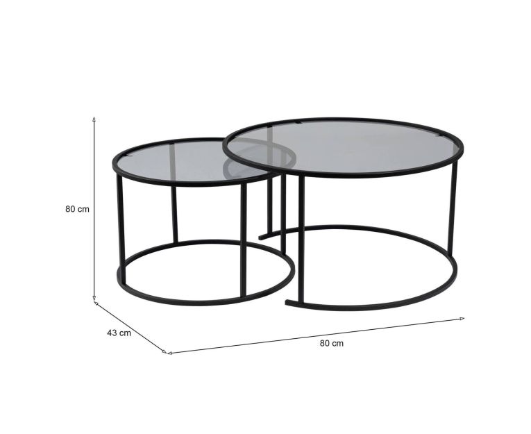 Tavolino da salotto Ragalna, Tavolo basso da caffè, Portariviste per divano, Ripiano da soggiorno, 80x80 h43 cm, Nero e Grigio