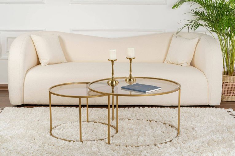 Tavolino da salotto Ragalna, Tavolo basso da caffè, Portariviste per divano, Ripiano da soggiorno, 80x80 h43 cm, Oro e Bronzo