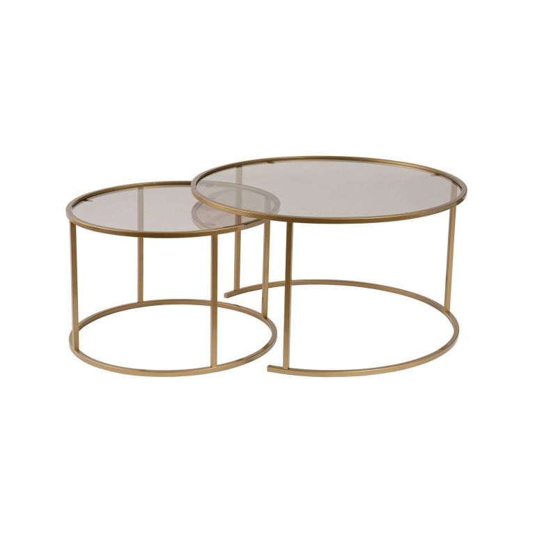 Tavolino da salotto Ragalna, Tavolo basso da caffè, Portariviste per divano, Ripiano da soggiorno, 80x80 h43 cm, Oro e Bronzo