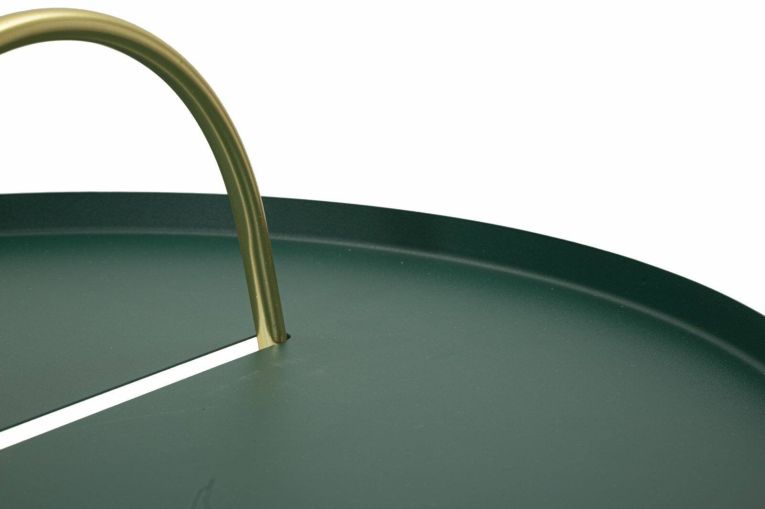 Tavolino da salotto Rangitata, Tavolo basso da caffè, Portariviste per divano, Ripiano da soggiorno, 45x45 h59 cm, Verde e Oro