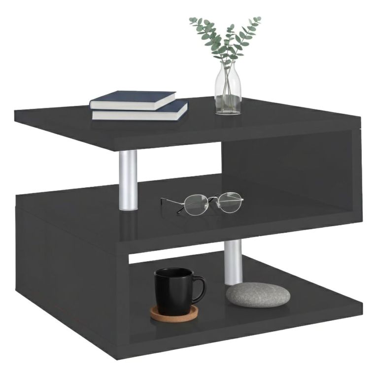 Tavolino da salotto rettangolare antracite 55x55x41h cm - Chanthu