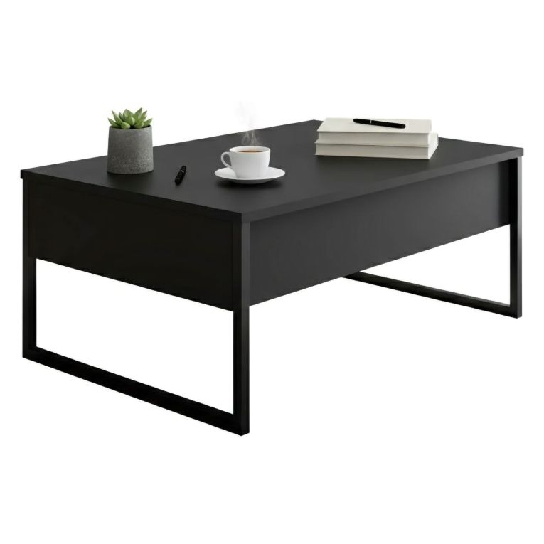 Tavolino da salotto rettangolare antracite e nero 90x60x40h cm - Lavinia