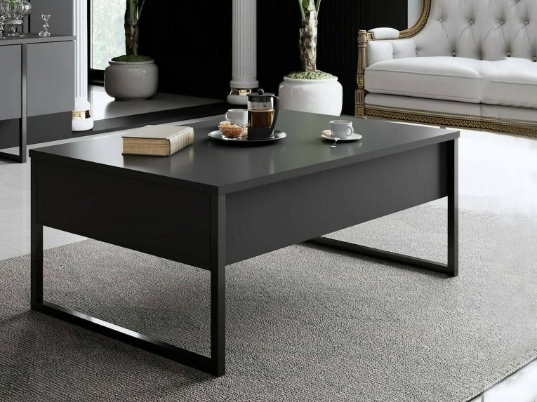 Tavolino da salotto rettangolare antracite e nero 90x60x40h cm - Lavinia