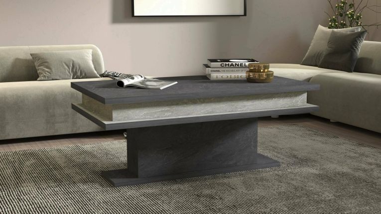 Tavolino da salotto rettangolare ardesia 100x55x42h cm con LED - Iside