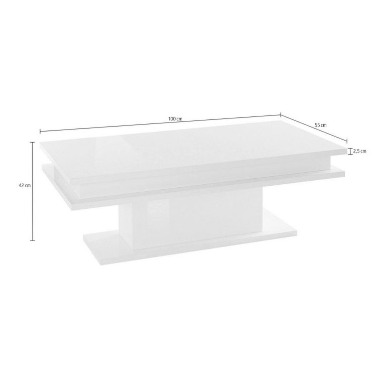 Tavolino da salotto rettangolare ardesia 100x55x42h cm con LED - Iside