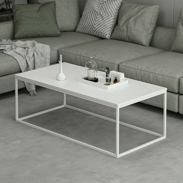 Tavolino da salotto rettangolare bianco 120x60x42h cm - Lazise