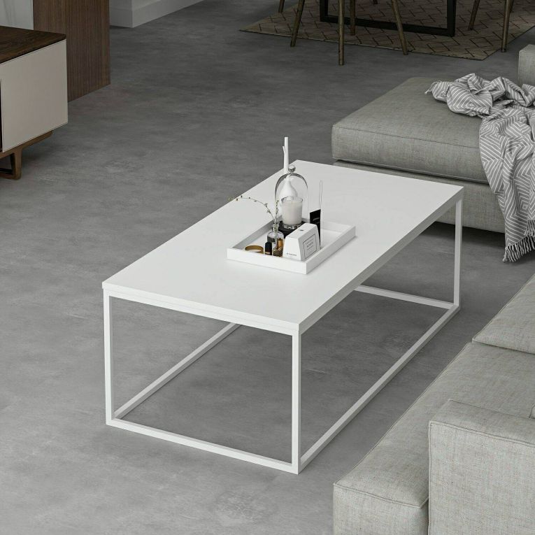 Tavolino da salotto rettangolare bianco 120x60x42h cm - Lazise