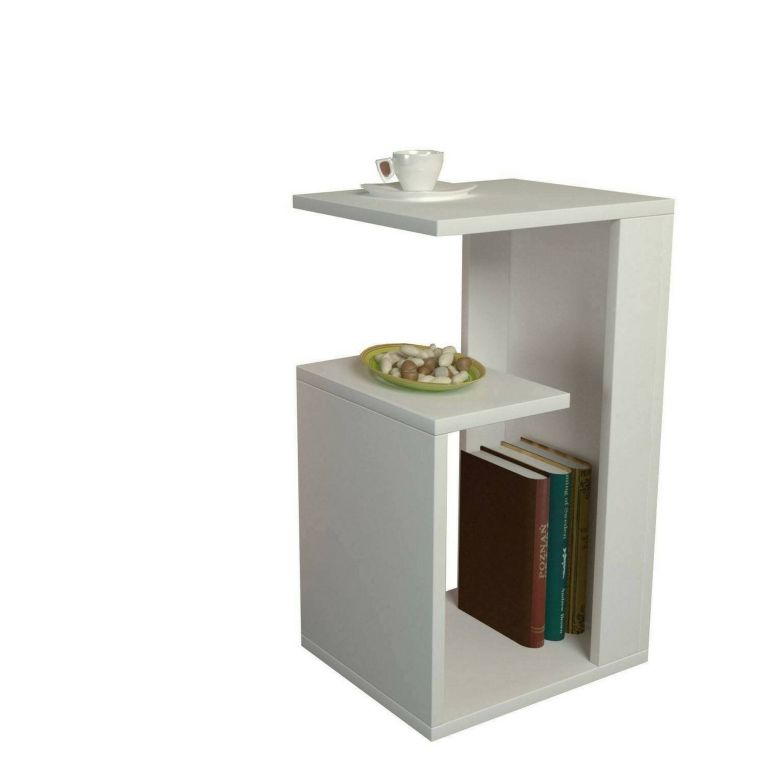 Tavolino da salotto rettangolare bianco 35x29x60h cm - Karnot
