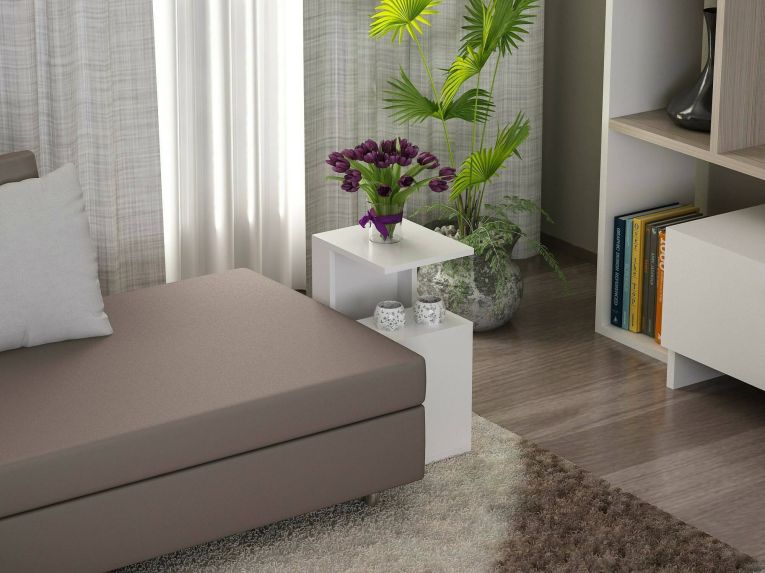 Tavolino da salotto rettangolare bianco 35x29x60h cm - Karnot