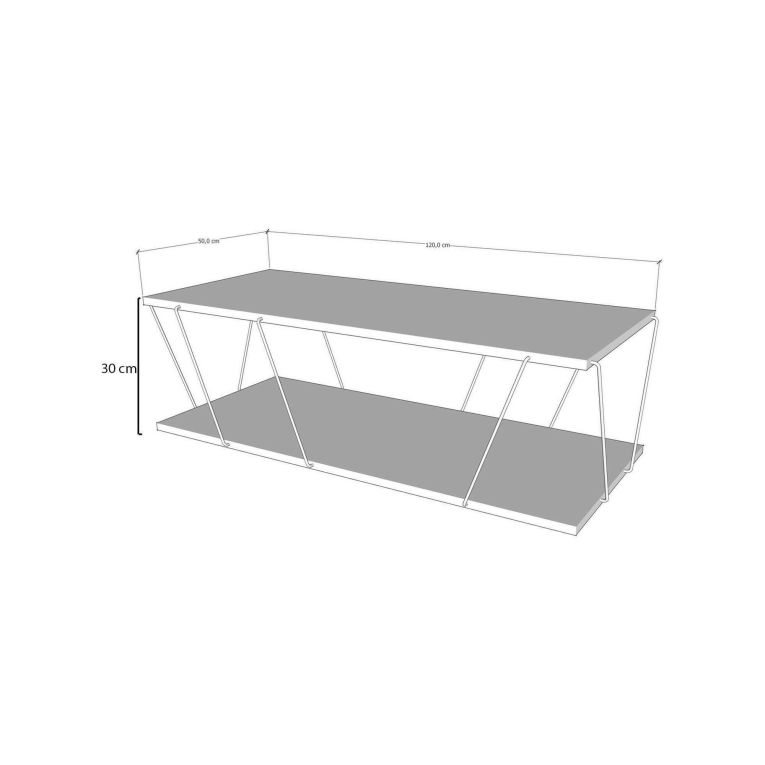 Tavolino da salotto rettangolare bianco e nero 120x50x30h cm - Sarika