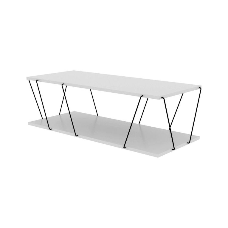Tavolino da salotto rettangolare bianco e nero 120x50x30h cm - Sarika