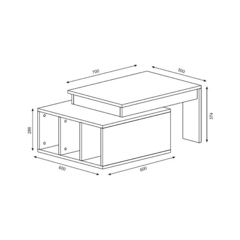 Tavolino da salotto rettangolare bianco e noce 90x60x37h cm - Virgile