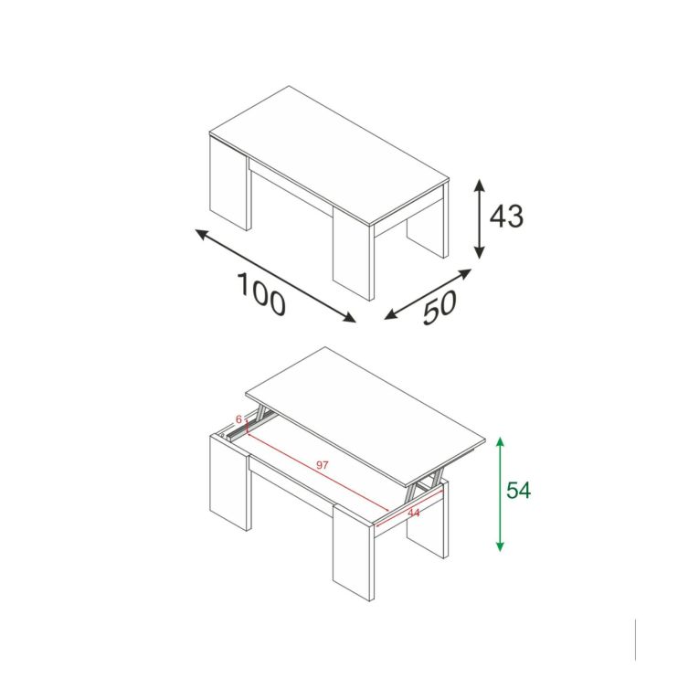 Tavolino da salotto rettangolare bianco lucido 100x43x50h cm - Almo