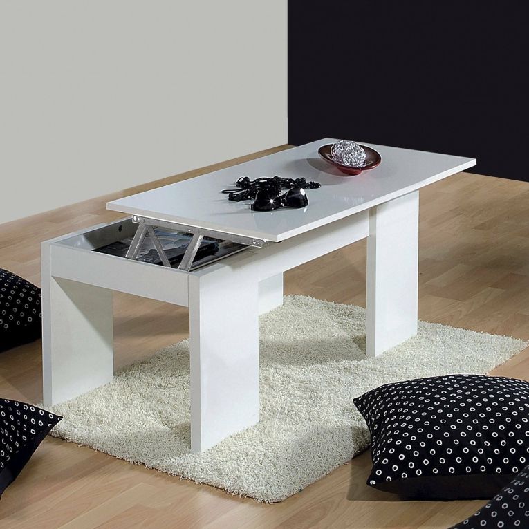 Tavolino da salotto rettangolare bianco lucido 100x43x50h cm - Almo