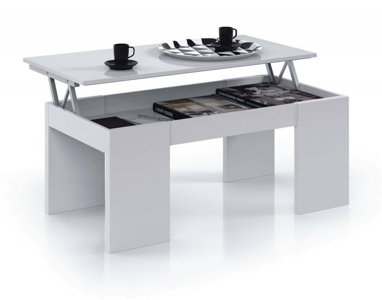 Tavolino da salotto rettangolare bianco lucido 100x43x50h cm - Almo