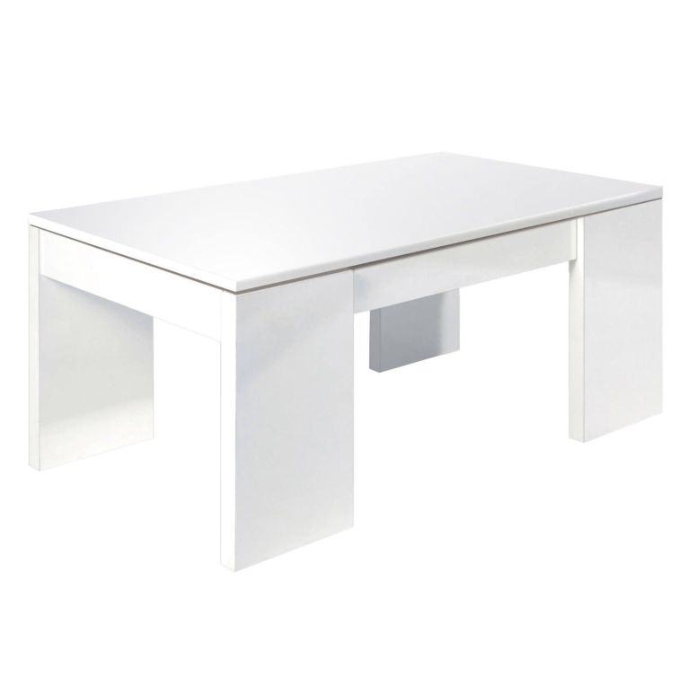 Tavolino da salotto rettangolare bianco lucido 100x43x50h cm - Almo