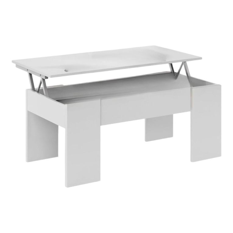 Tavolino da salotto rettangolare bianco lucido 100x45x50h cm - Almas