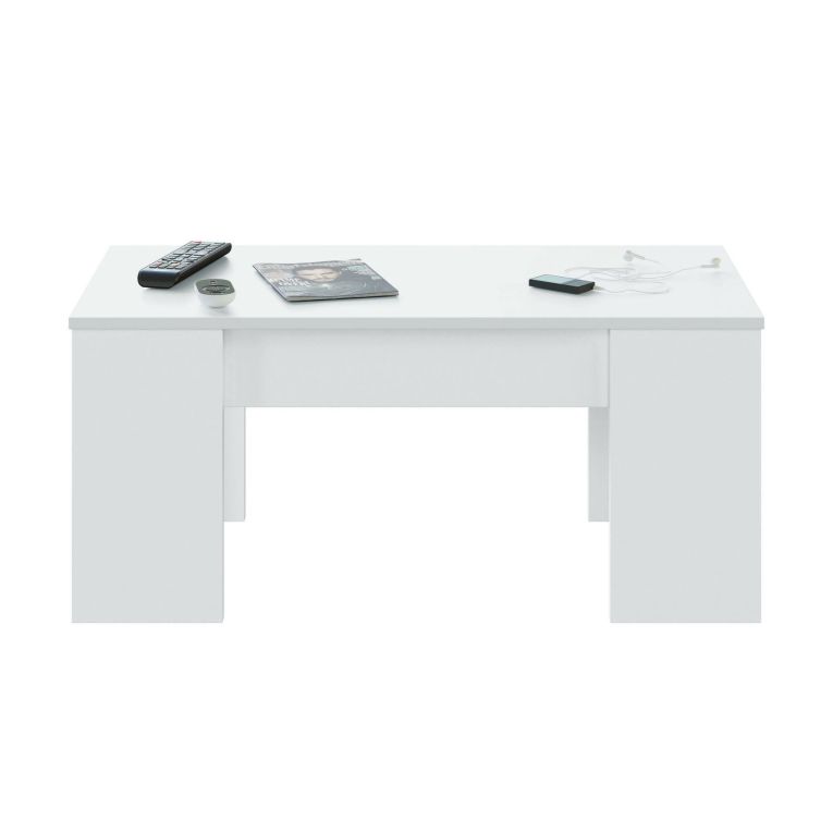 Tavolino da salotto rettangolare bianco lucido 100x45x50h cm - Almas