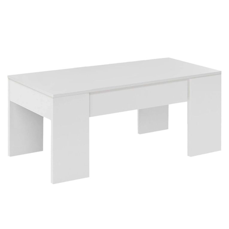 Tavolino da salotto rettangolare bianco lucido 100x45x50h cm - Almas