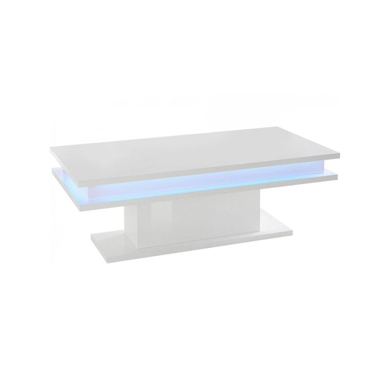 Tavolino da salotto rettangolare bianco lucido 100x55x42h cm facile da pulire - Aboronzi