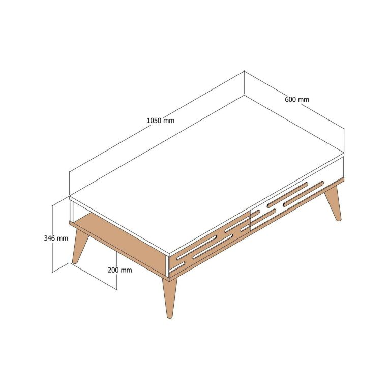 Tavolino da salotto rettangolare noce e bianco 105x34x60h cm - Mansuk