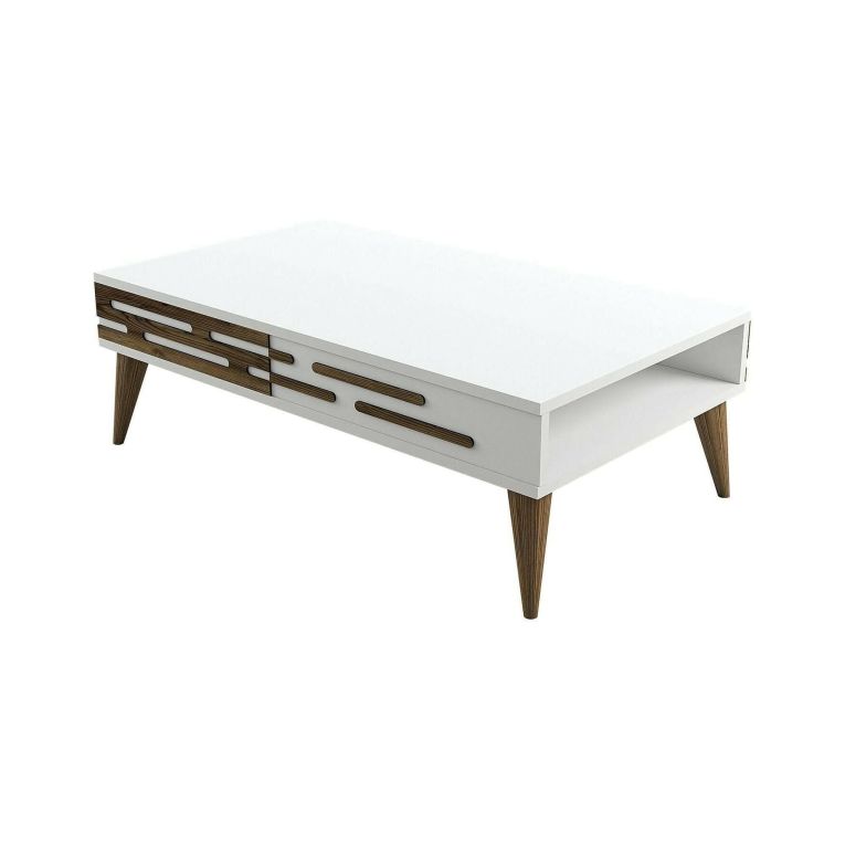 Tavolino da salotto rettangolare noce e bianco 105x34x60h cm - Mansuk