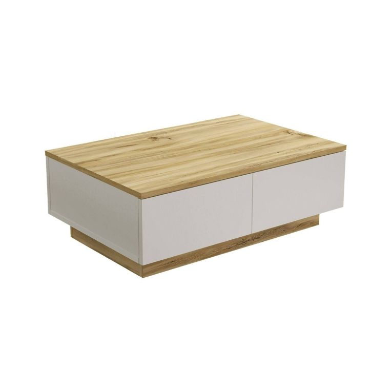 Tavolino da salotto rettangolare quercia e bianco 90x60x31h cm - Ay