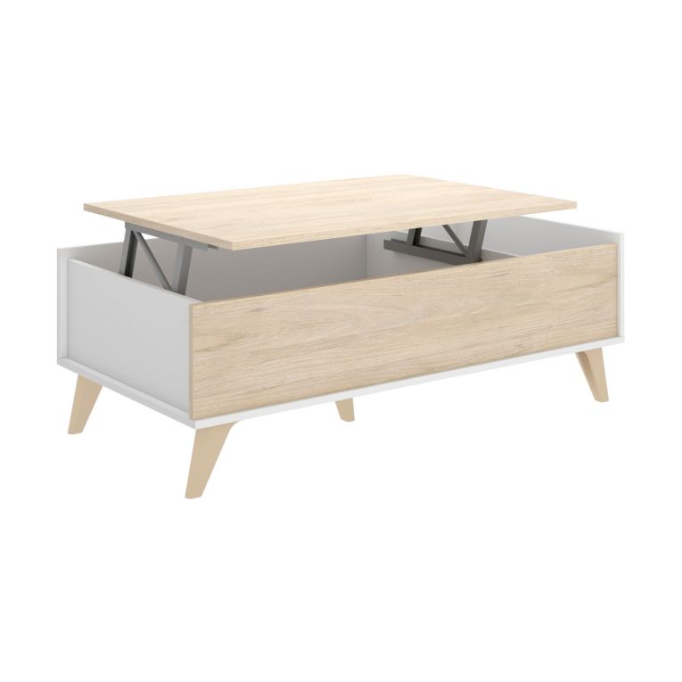 Tavolino da salotto rettangolare rovere e bianco 99x60x41h cm - Alexius