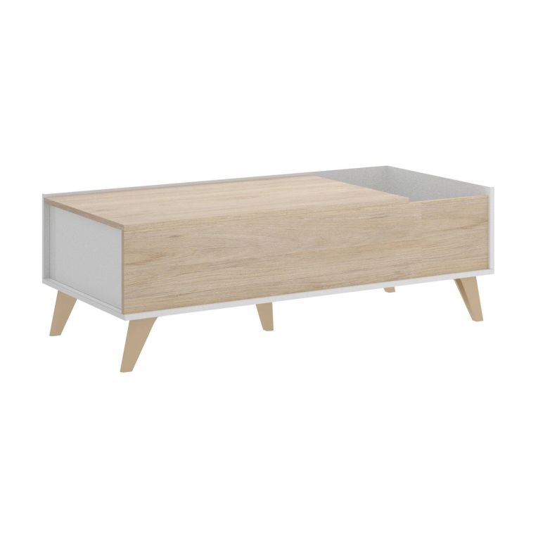 Tavolino da salotto rettangolare rovere e bianco 99x60x41h cm - Alexius