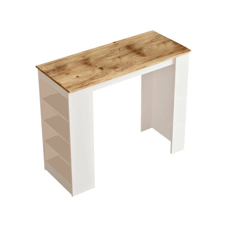 Tavolino da salotto Rhea, Tavolo basso da caffè, Portariviste per divano, Ripiano da soggiorno, 120x52 h102 cm, Quercia e Bianco