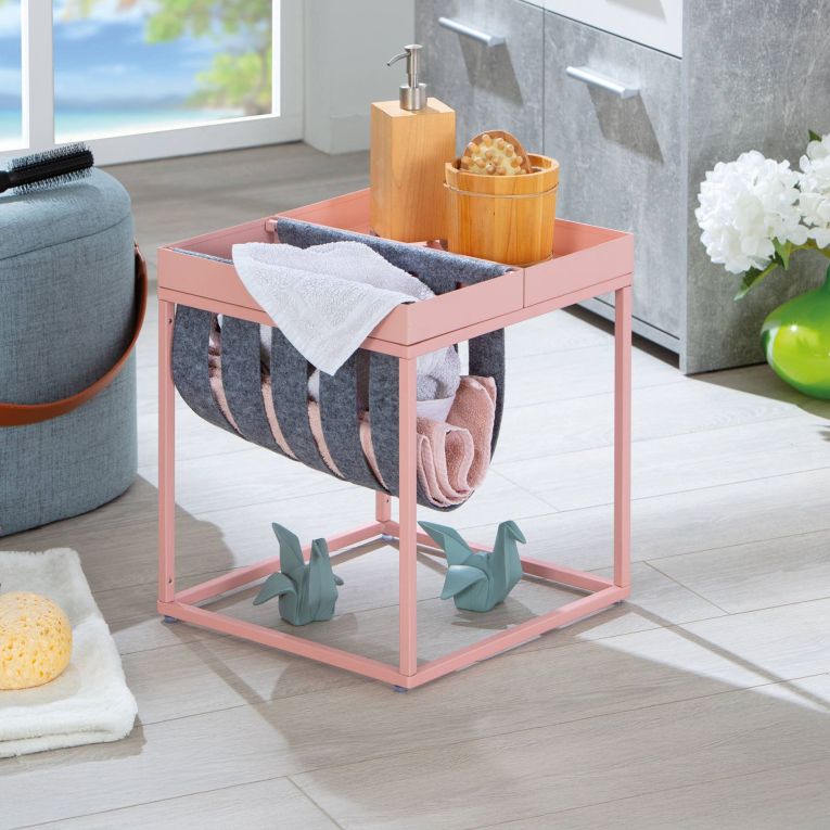 Tavolino da Salotto Rosa Portariviste 2 Vani 35x40x35h cm, Forma Rettangolare - Limana