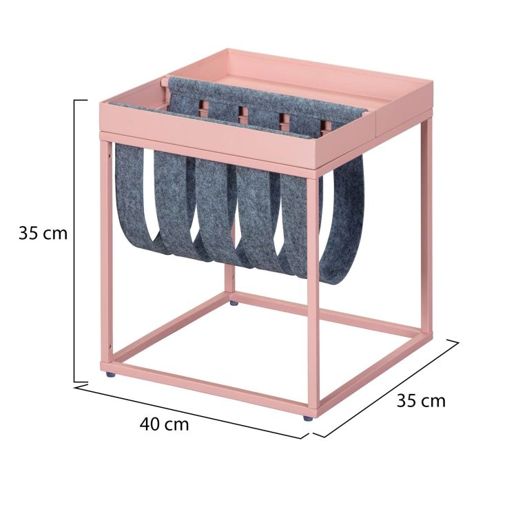 Tavolino da Salotto Rosa Portariviste 2 Vani 35x40x35h cm, Forma Rettangolare - Limana