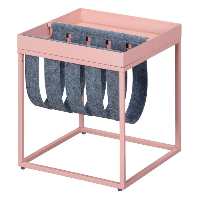 Tavolino da Salotto Rosa Portariviste 2 Vani 35x40x35h cm, Forma Rettangolare - Limana