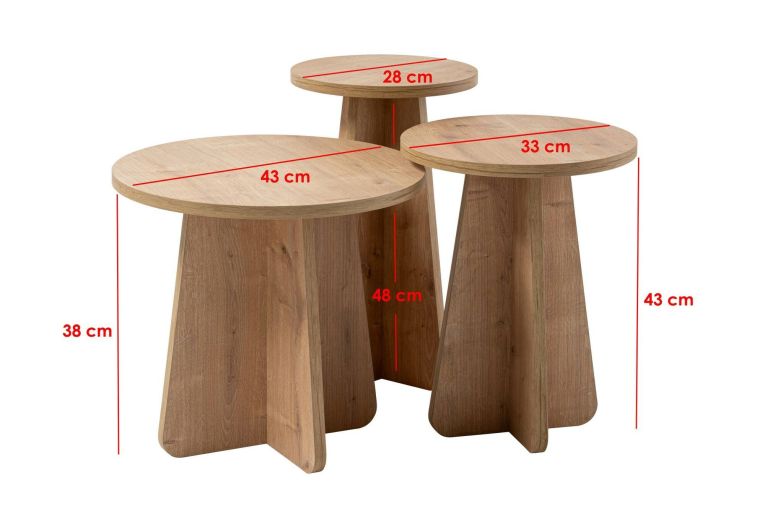 Tavolino da salotto rotondo quercia 43x43x48h cm - Amren