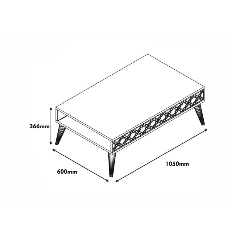 Tavolino da salotto Scheat, Tavolo basso da soggiorno, Ripiano da caffè, Tavolino per divano, 105x60h37 cm, Noce e Bianco