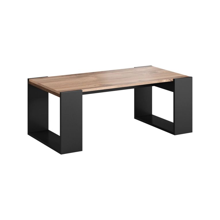 Tavolino da salotto Serpa, Con ampio ripiano, Rialzato da terra, 46x120 h55 cm, Rovere Nodi e Antracite