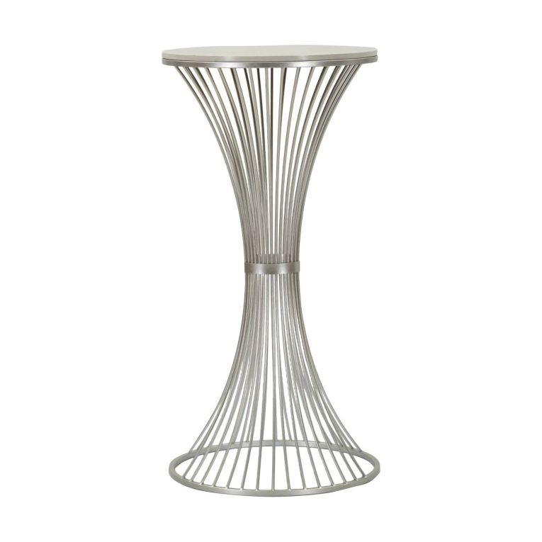 Tavolino da salotto Sitnica, Tavolo basso da caffè, Portariviste per divano, Ripiano da soggiorno, Argento, 50x50 h100 cm
