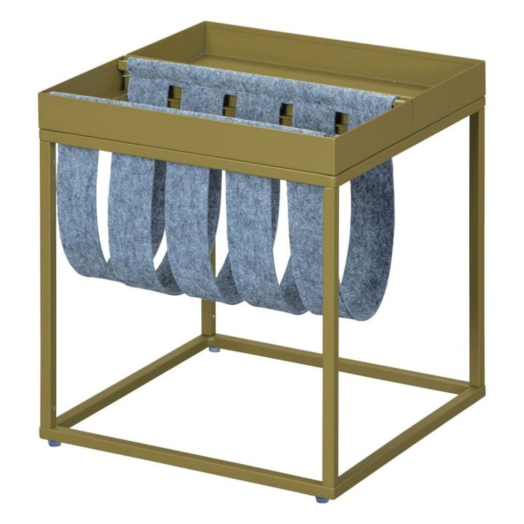 Tavolino da Salotto Verde Forma Quadrata Materiale Piano in Metallo 35x40x35h cm, Colore Ripiano Verde - Limana